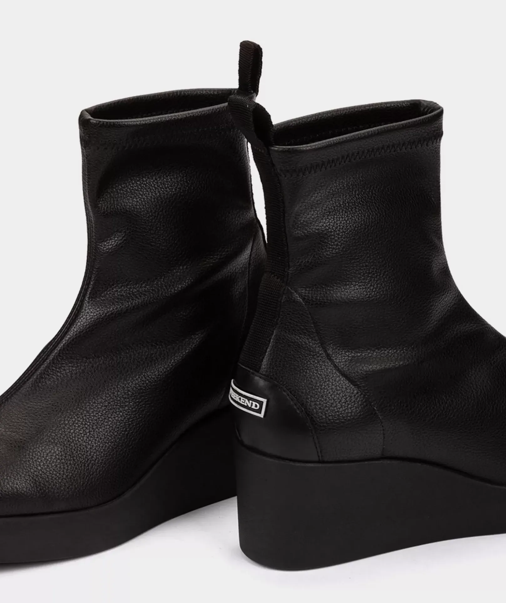 Chaussure Pedro Miralles Bottines Compensees Noires En Cuir Vegan Elastique Onix Negro