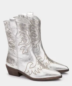 Chaussure Pedro Miralles Bottines Cowboy En Cuir Cristal Metal Tundra