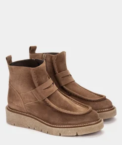 Chaussure Pedro Miralles Bottines En Croute De Cuir Marron Velour Birra