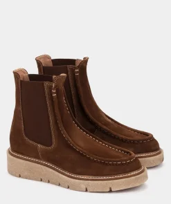 Chaussure Pedro Miralles Bottines En Cuir A Tige Haute Velour Tabaco