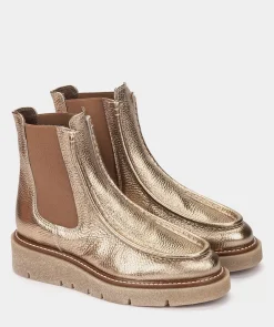 Chaussure Pedro Miralles Bottines En Cuir Avec Cotes Elastiques De Couleur Platine Nucleo Metal Platino