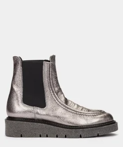 Chaussure Pedro Miralles Bottines En Cuir Avec Elastiques Argentes Sur Les Cotes Nucleo Metal Peltro