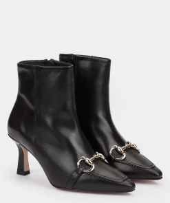 Chaussure Pedro Miralles Bottines En Cuir Avec Talon Et Embellissement Seta Negro
