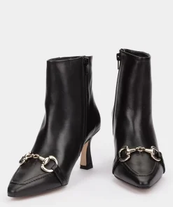 Chaussure Pedro Miralles Bottines En Cuir Avec Talon Et Embellissement Seta Negro