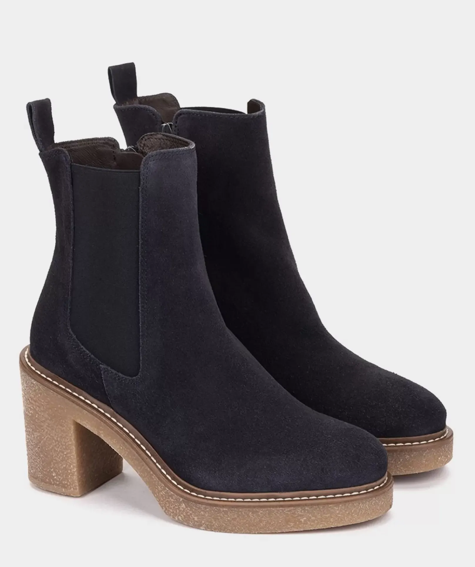 Chaussure Pedro Miralles Bottines En Cuir Bleu Marine Avec Empiecements Lateraux Elastiques Velour Navy