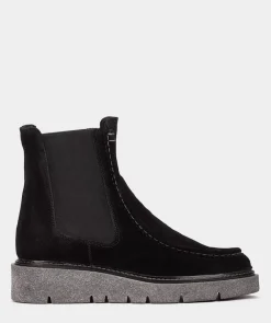 Chaussure Pedro Miralles Bottines En Cuir Fendu Avec Cotes Elastiques Noirs Velour Negro