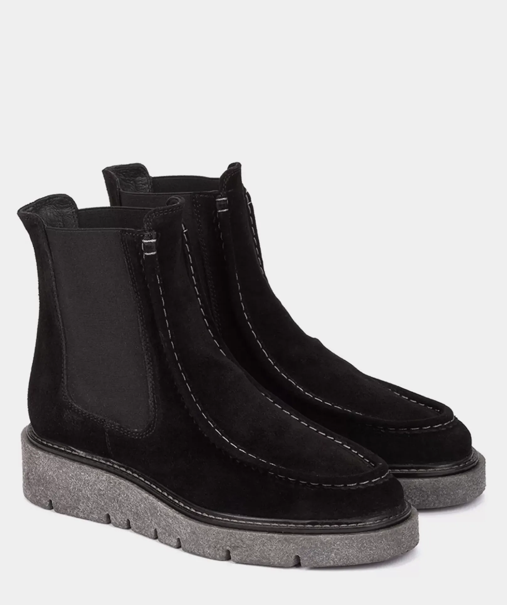 Chaussure Pedro Miralles Bottines En Cuir Fendu Avec Cotes Elastiques Noirs Velour Negro