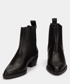 Chaussure Pedro Miralles Bottines En Cuir Fendu De Couleur Noire Seta Negro