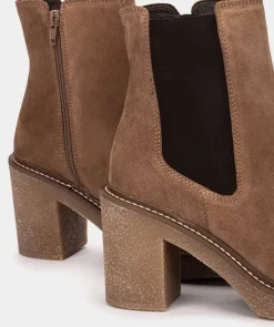 Chaussure Pedro Miralles Bottines En Cuir Marron Avec Panneaux Elastiques Sur Les Cotes Velour Birra