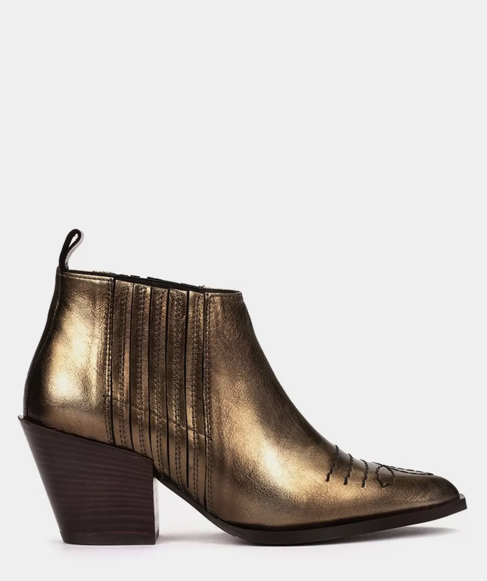 Chaussure Pedro Miralles Bottines En Cuir Metallise Bronze Metal Viejo Humo