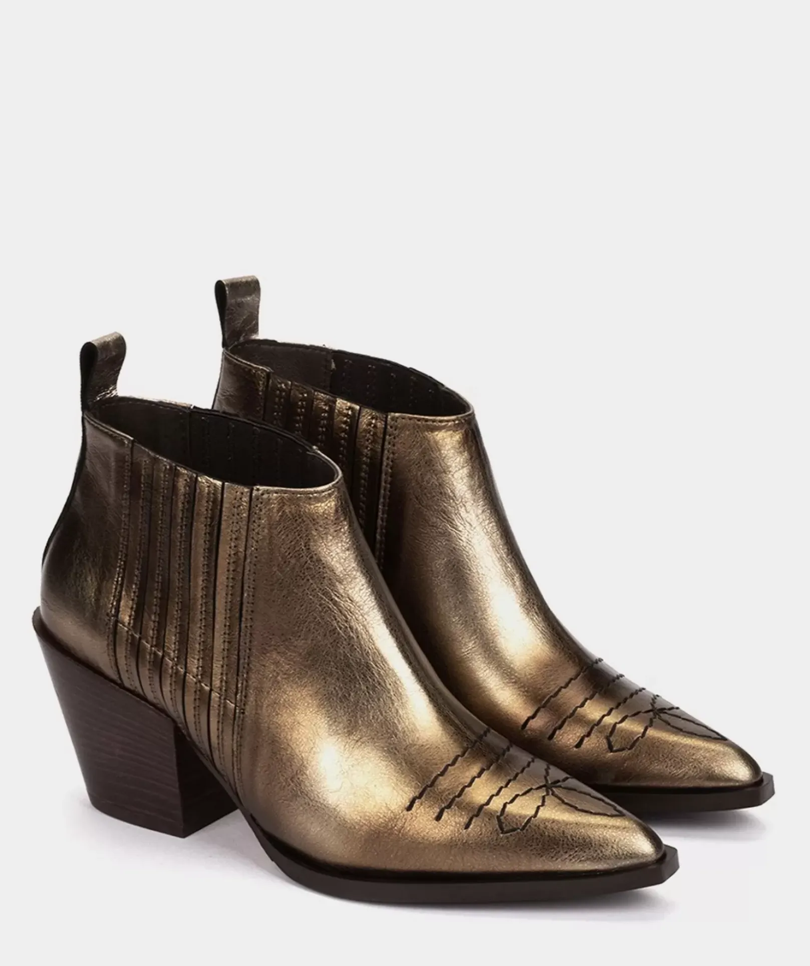 Chaussure Pedro Miralles Bottines En Cuir Metallise Bronze Metal Viejo Humo