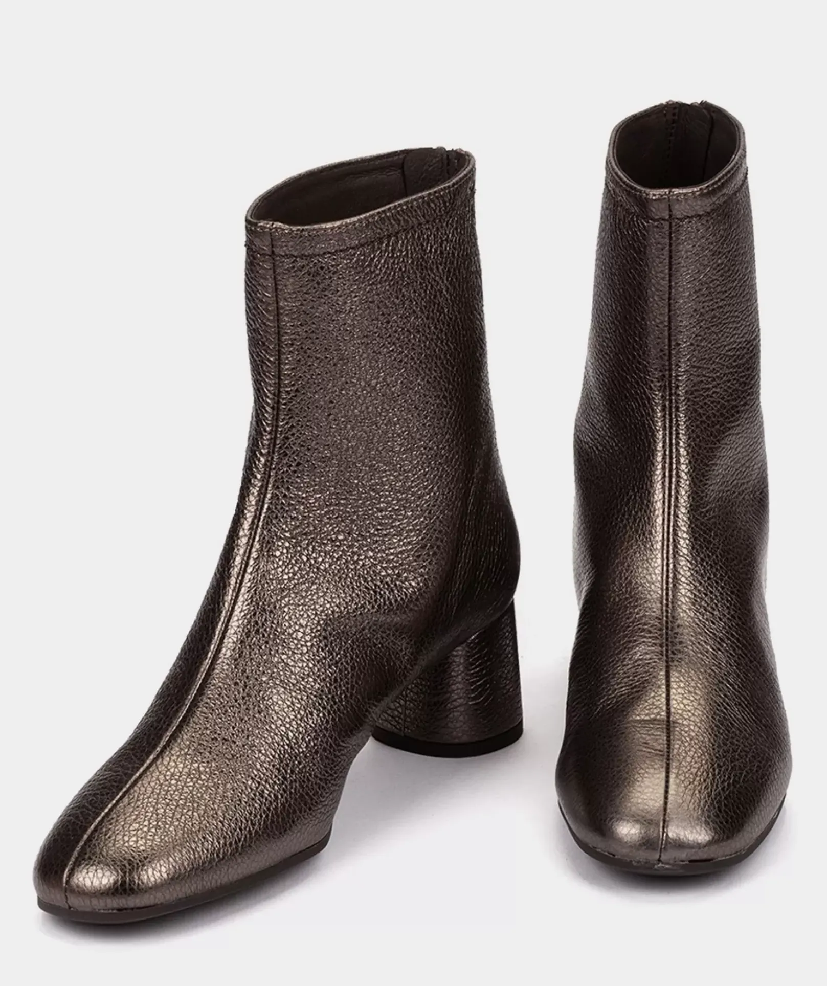 Chaussure Pedro Miralles Bottines En Cuir Metallise Couleur Bronze Nucleo Metal Bronzo