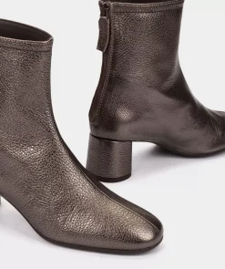 Chaussure Pedro Miralles Bottines En Cuir Metallise Couleur Bronze Nucleo Metal Bronzo