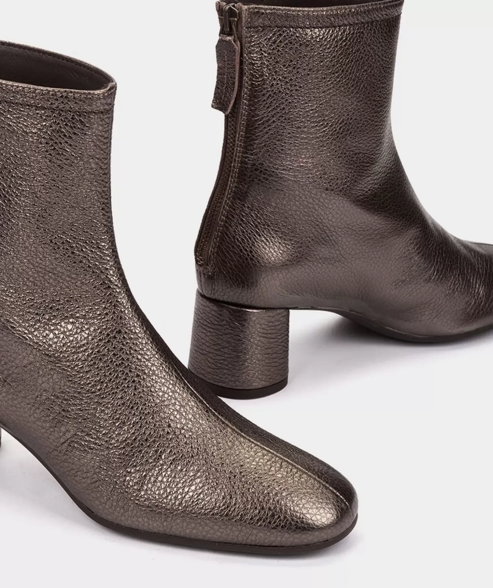 Chaussure Pedro Miralles Bottines En Cuir Metallise Couleur Bronze Nucleo Metal Bronzo