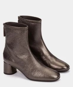 Chaussure Pedro Miralles Bottines En Cuir Metallise Couleur Bronze Rock Negro