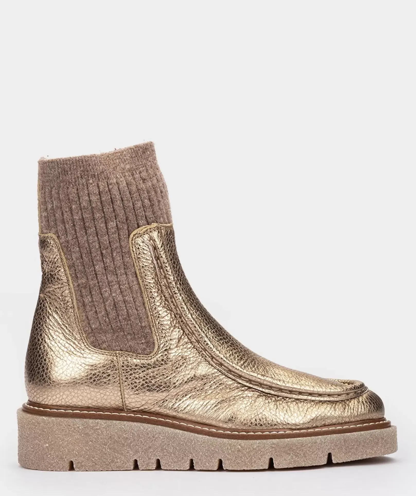 Chaussure Pedro Miralles Bottines En Cuir Metallise De Couleur Or Nucleo Metal Platino