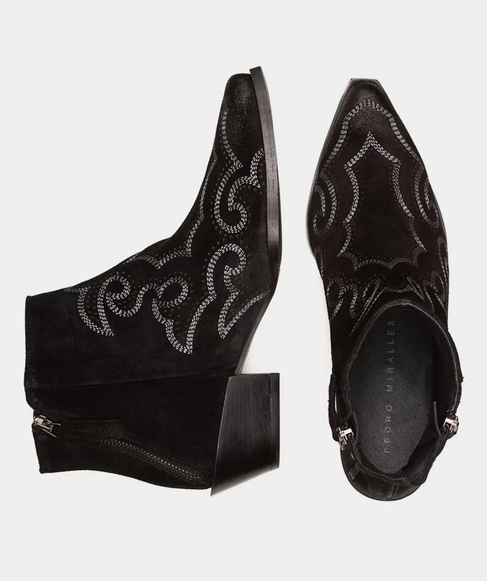 Chaussure Pedro Miralles Bottines En Cuir Noir A Effet Huile Cortina Oil Negro