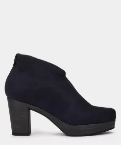 Chaussure Pedro Miralles Bottines En Cuir Vegan Elastique Effet Daim Bleu Marine Ante Strech Marino
