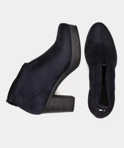 Chaussure Pedro Miralles Bottines En Cuir Vegan Elastique Effet Daim Bleu Marine Ante Strech Marino