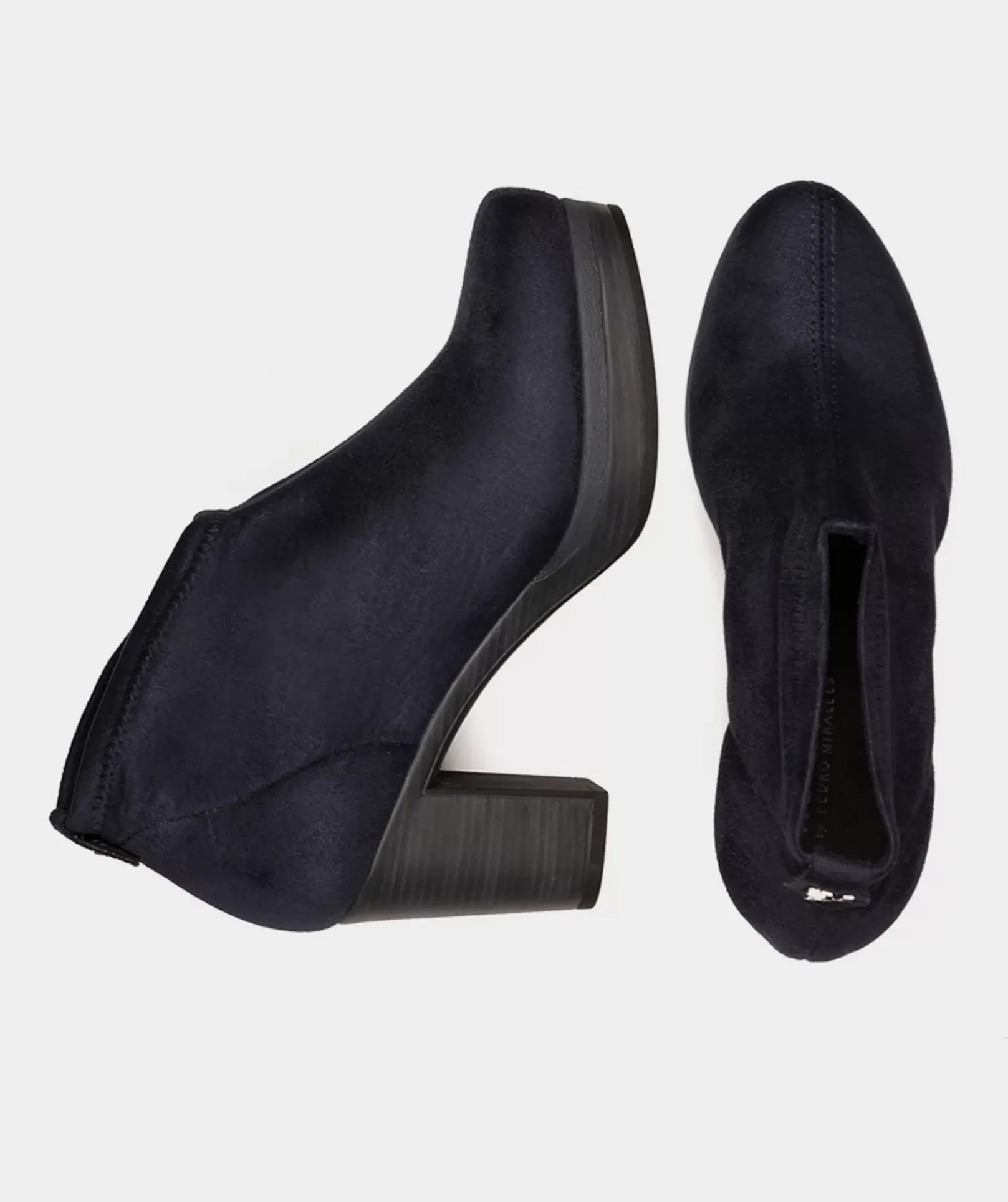 Chaussure Pedro Miralles Bottines En Cuir Vegan Elastique Effet Daim Bleu Marine Ante Strech Marino