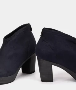 Chaussure Pedro Miralles Bottines En Cuir Vegan Elastique Effet Daim Bleu Marine Ante Strech Marino