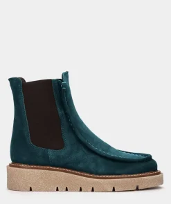 Chaussure Pedro Miralles Bottines En Daim Avec Cotes Elastiques En Vert Velour Thime