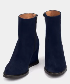 Chaussure Pedro Miralles Bottines En Daim Compensees. Velour Navy