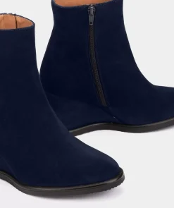 Chaussure Pedro Miralles Bottines En Daim Compensees. Velour Navy