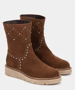 Chaussure Pedro Miralles Bottines En Daim Marron Velour Tabaco