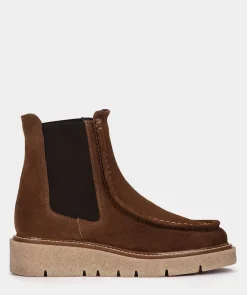 Chaussure Pedro Miralles Bottines En Daim Marron Avec Cotes Elastiques Velour Tabaco