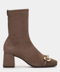 Chaussure Pedro Miralles Bottines En Tissu Elastique Effet Daim De Couleur Taupe Ante Strech Taupe