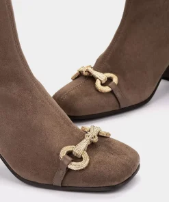 Chaussure Pedro Miralles Bottines En Tissu Elastique Effet Daim De Couleur Taupe Ante Strech Taupe