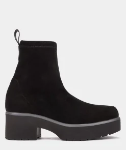 Chaussure Pedro Miralles Bottines En Tissu Extensible Effet Daim Noir Ante Strech Negro