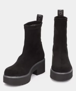 Chaussure Pedro Miralles Bottines En Tissu Extensible Effet Daim Noir Ante Strech Negro
