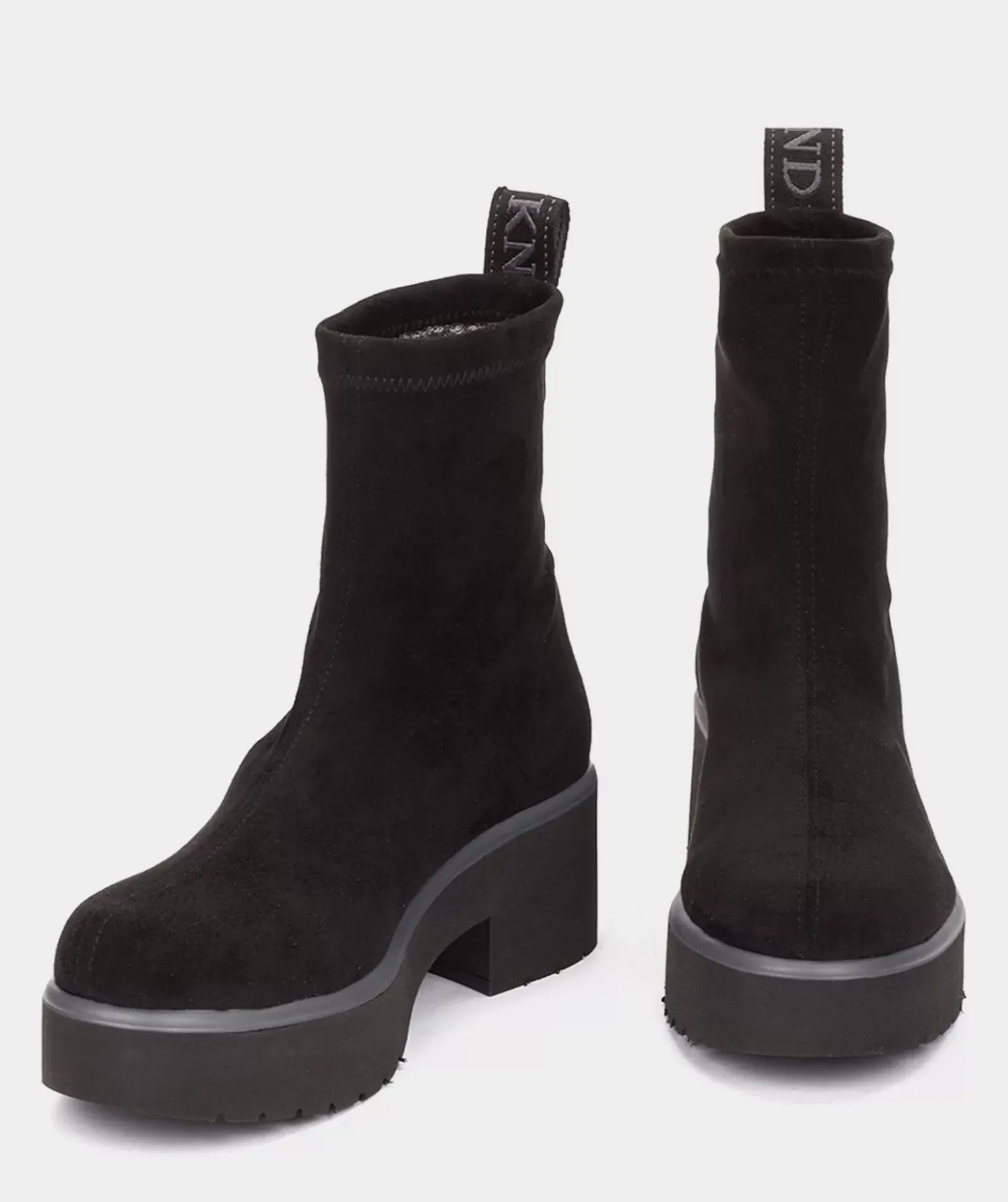 Chaussure Pedro Miralles Bottines En Tissu Extensible Effet Daim Noir Ante Strech Negro
