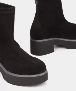 Chaussure Pedro Miralles Bottines En Tissu Extensible Effet Daim Noir Ante Strech Negro