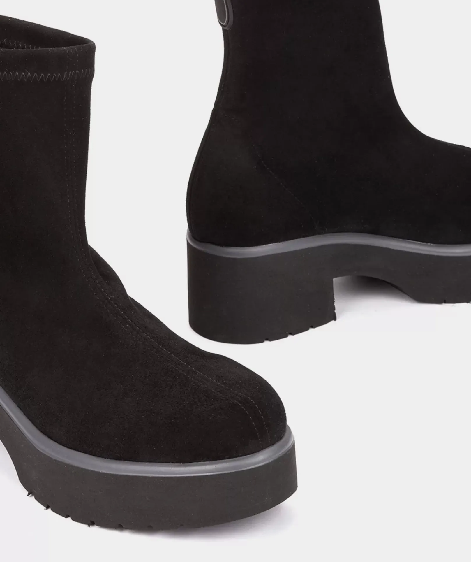 Chaussure Pedro Miralles Bottines En Tissu Extensible Effet Daim Noir Ante Strech Negro