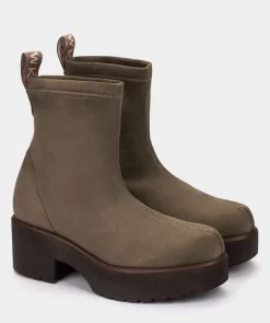 Chaussure Pedro Miralles Bottines En Tissu Extensible A Effet Daim De Couleur Taupe Ante Strech Taupe