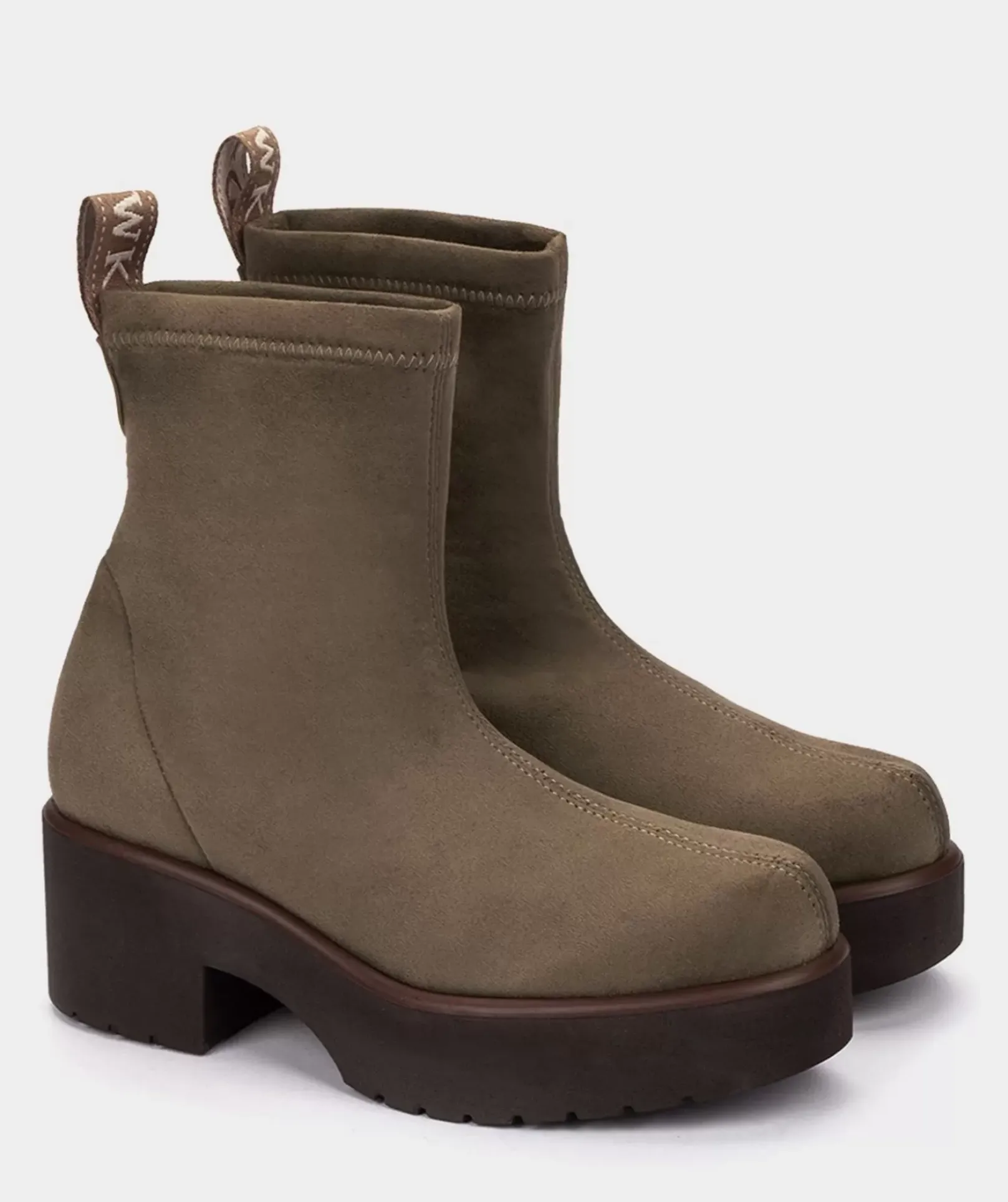 Chaussure Pedro Miralles Bottines En Tissu Extensible A Effet Daim De Couleur Taupe Ante Strech Taupe