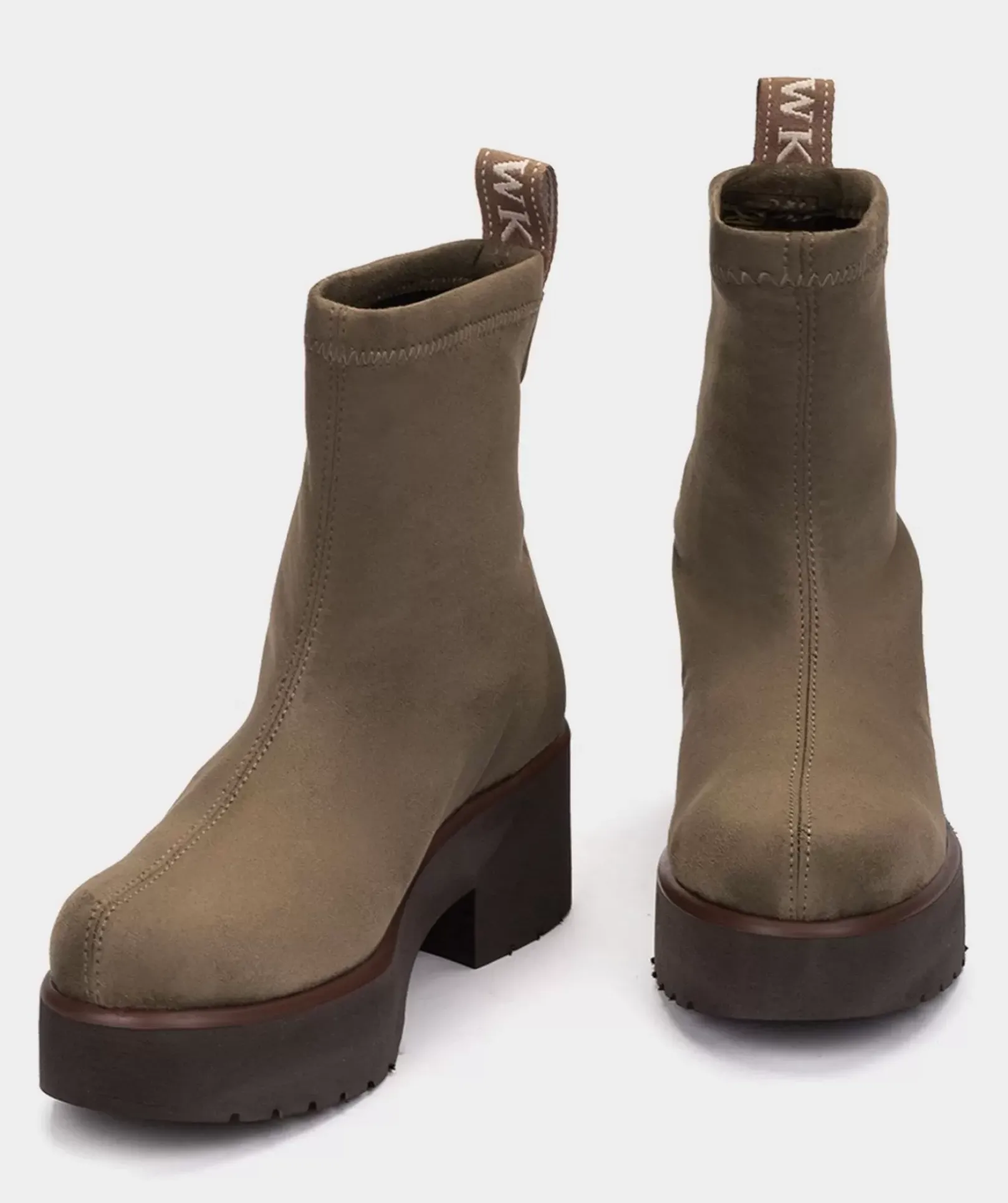 Chaussure Pedro Miralles Bottines En Tissu Extensible A Effet Daim De Couleur Taupe Ante Strech Taupe