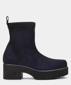 Chaussure Pedro Miralles Bottines En Tissu Extensible Effet Daim Bleu Ante Strech Marino