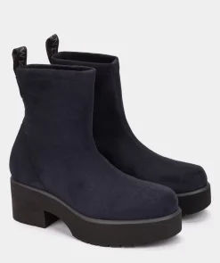Chaussure Pedro Miralles Bottines En Tissu Extensible Effet Daim Bleu Ante Strech Marino