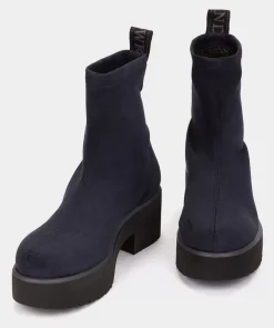 Chaussure Pedro Miralles Bottines En Tissu Extensible Effet Daim Bleu Ante Strech Marino