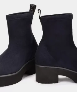Chaussure Pedro Miralles Bottines En Tissu Extensible Effet Daim Bleu Ante Strech Marino