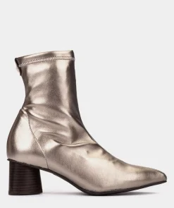 Chaussure Pedro Miralles Bottines En Tissu Extensible Brillant Avec Un Bout Fin. Supreme Strech Humo