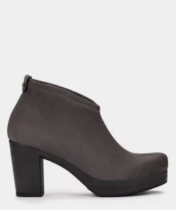Chaussure Pedro Miralles Bottines Grises En Cuir Vegan Elastique Effet Daim Ante Strech Asfalto