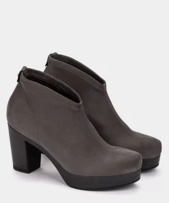 Chaussure Pedro Miralles Bottines Grises En Cuir Vegan Elastique Effet Daim Ante Strech Asfalto
