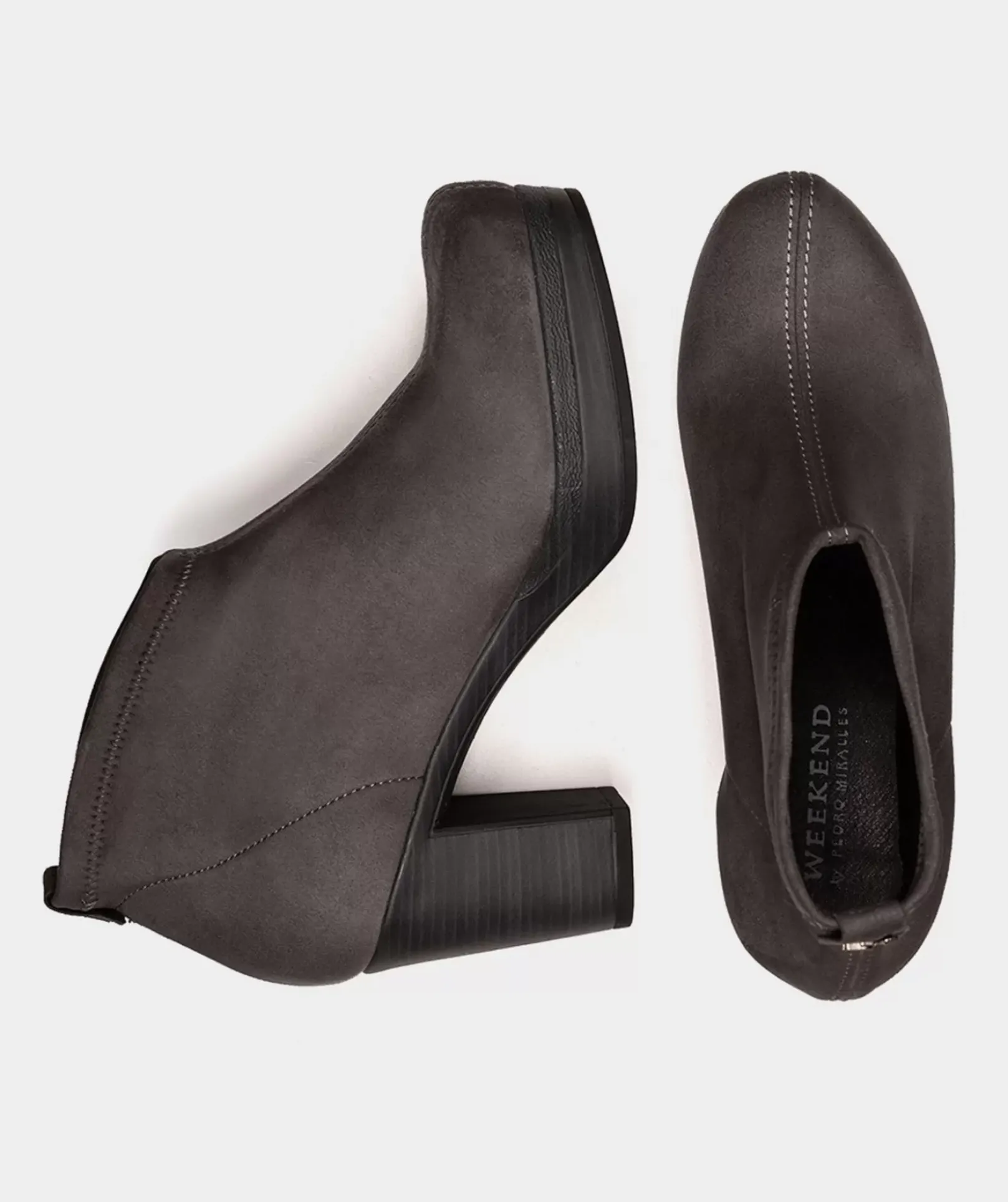 Chaussure Pedro Miralles Bottines Grises En Cuir Vegan Elastique Effet Daim Ante Strech Asfalto