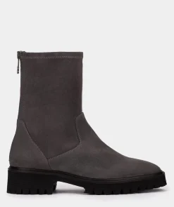 Chaussure Pedro Miralles Bottines Grises En Tissu Extensible Avec Fermeture A Glissiere A L'Arriere Ante Strech Asfalto