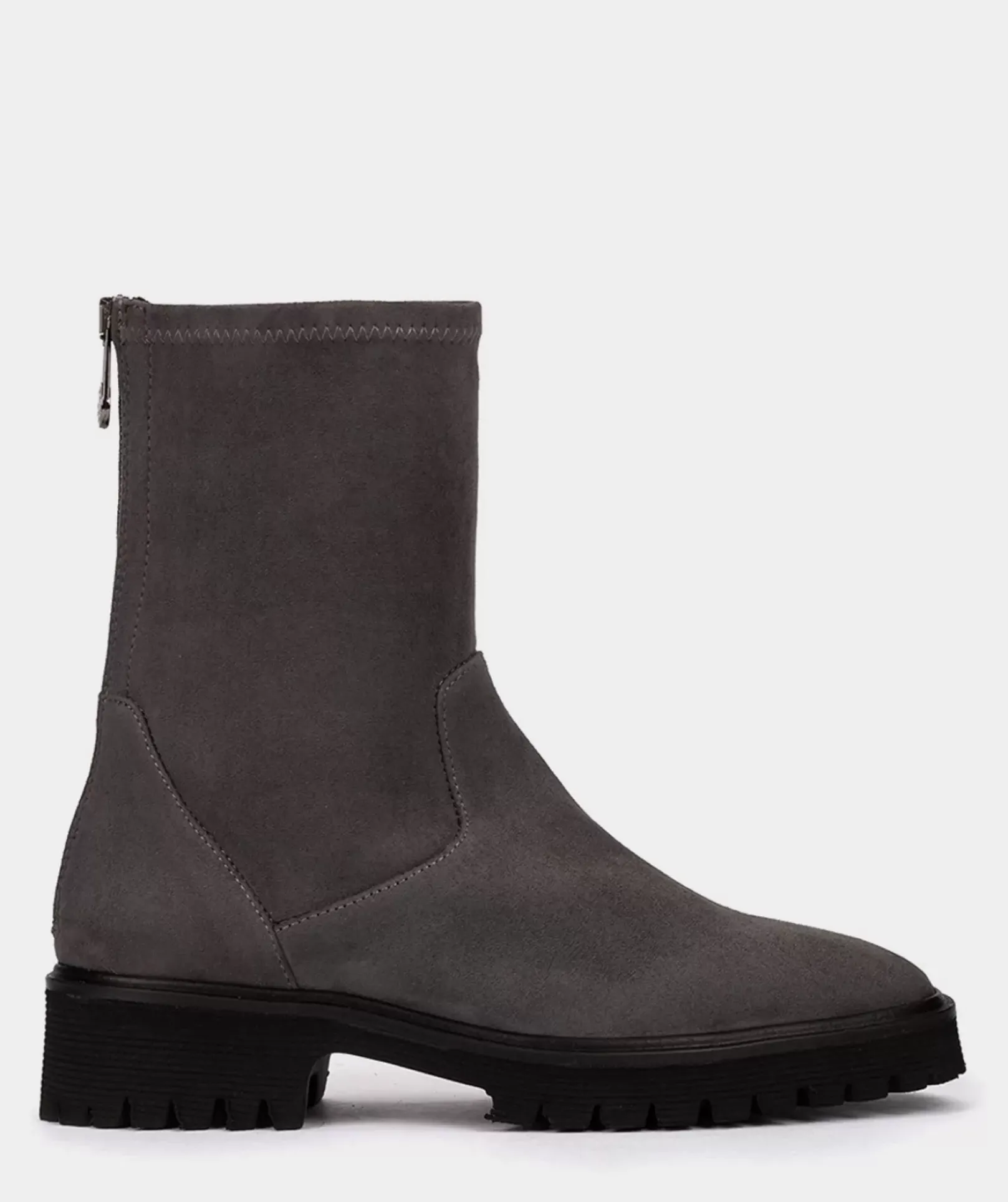 Chaussure Pedro Miralles Bottines Grises En Tissu Extensible Avec Fermeture A Glissiere A L'Arriere Ante Strech Asfalto